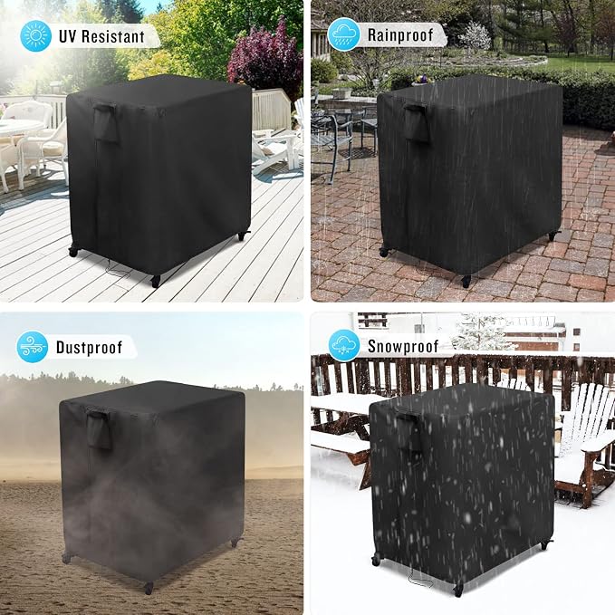Kingling Outdoor Pizza Oven Table Cover for Ooni Medium Table, Waterproof Outdoor Grill Prep Table Cover Pizza Oven Stand Cover - 32''L x 24''W x 35''H(Black)