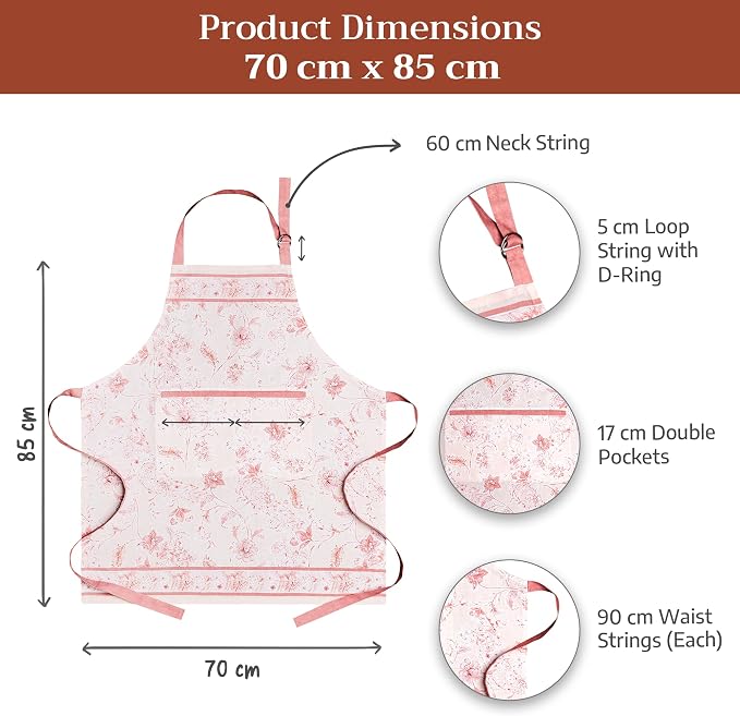 Maison d' Hermine Aprons for women with Pocket 100% Cotton (27.50"x31.50") | Adjustable Neck Strap & long ties Apron Men Chef Wedding Cooking Gardening Server Maid
