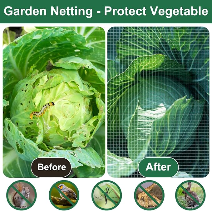 Garden Mosquito Netting for Patio, 10 ft x 12 ft Bird Bug Insect Netting Pest Barrier for Fruit Trees, Greenhouse, Large Plant Row Cover Screen for Vegetables