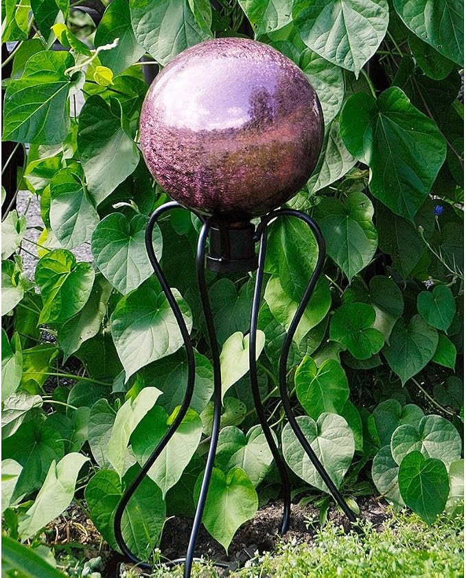 Achla Designs 10" Crackle Gazing Globe Ball, Plum