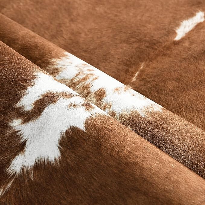 BENRON Small Faux Cowhide Rug, Cow Print Rug for Kitchen Hallyway 2.3x3.6ft | Western cow hide rug for Home Decor, Washable Rugs with Irregular Animal Skins and Hides, Non Slip, Khaki Brown