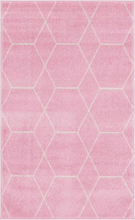 Unique Loom Trellis Frieze Collection Area Rug - Geometric (3' 3" x 5' 3", Light Pink/ Ivory)