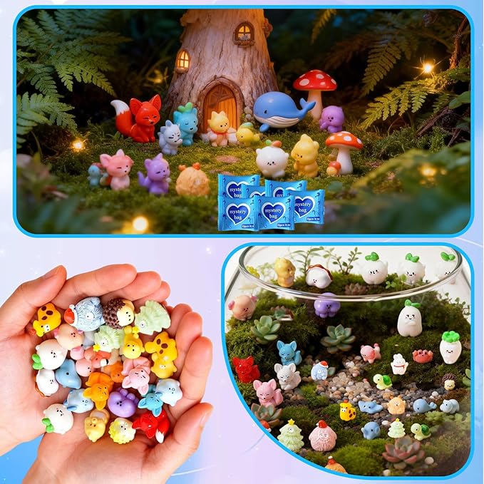 Mini Glow In The Dark Animal Resin Models, Resin Animals Mystery Bags, Individually Wrapped Blind Bags Tiny Animal Figurines, Collectible Mini Animals For Fairy Garden, DIY Crafts (200, B-Animal)