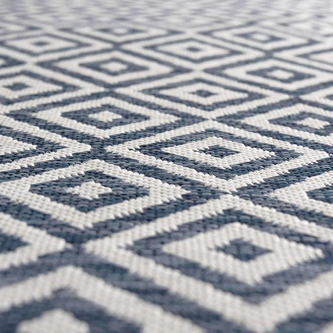 Unique Loom Outdoor Collection Area Rug - Costa Rica (4' 1' x 6' 1' Rectangle, Blue/ Ivory)
