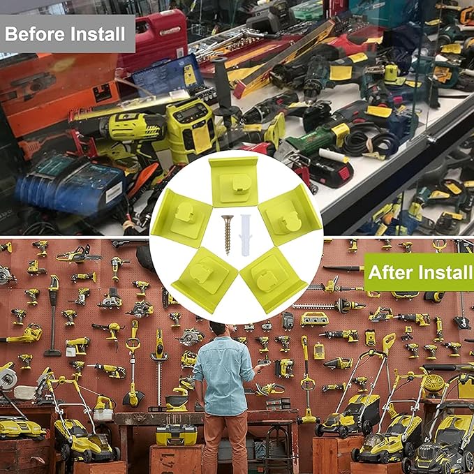 5 Pack Tool Holder Compatible with Ryobi 18V Power Tool Wall Mount Portable Holder Mount Hanger Storage Organizer with Screws Easy Installation for Workshop Garage