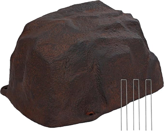 Sunnydaze 14” H Medium Faux Landscape Rock Cover - Lightweight Polyresin Fake Rock Well Pump Cover for Outside – Realistic Natural Texture – Brown
