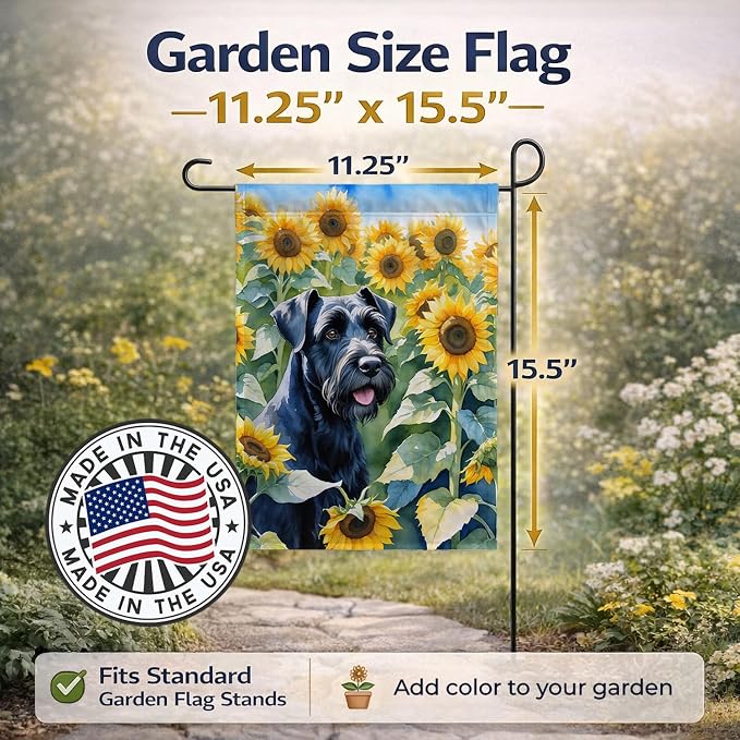 Caroline's Treasures DAC6087GF Giant Schnauzer in Sunflowers Garden Flag Mailbox Flag Decorative Yard Flag Banner Outside Patio Artwork Yard Flower Beds, Garden Size, Multicolor