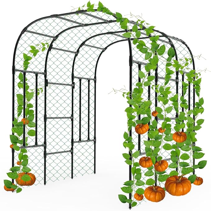Garden Arch Trellis - 69" L*71" W*87" H, Rust-Proof Grape Trellis with Thickened Steel 20MM Pipe, Garden Arch Trellis for Climbing Plants Outdoor, Tunnel Trellis for Cucumber, Pumpkin, Melon
