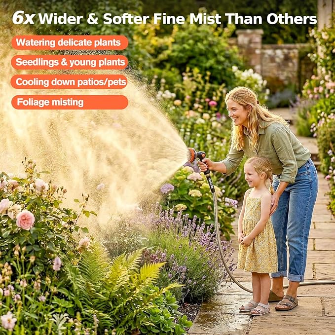 Rosy Earth 200ft Stainless Steel Garden Hose, Heavy Duty Metal Water Hose with 12 Functional Ultra-Wide Nozzle, No-Kink Outdoor Hoses Flexible Tough Water Hose Sprayer for Yard, RV