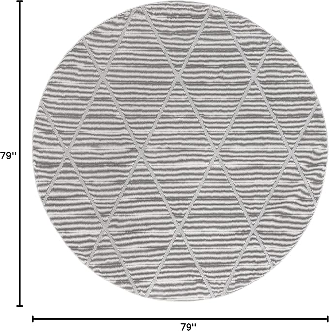 SAFAVIEH Revive Collection Area Rug - 6'7" Round, Grey, Trellis Design, Non-Shedding & Easy Care, Ideal for High Traffic Areas in Living Room, Bedroom (REV104F)