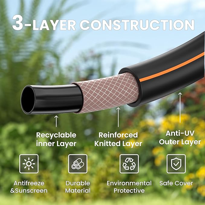 Giraffe Tools Leader Hose 2ft x 5/8", Short Water Hose Heavy Duty, Lightweight, Flexible Hybrid Hose, Female to Female Fittings