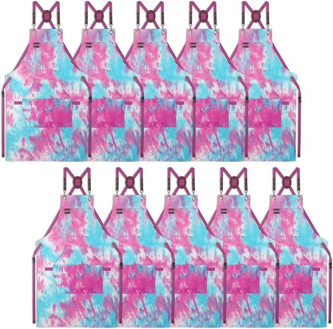 10 Pack Kitchen Apron, Work Apron, Canvas Apron, Phantom Blue | Multiple Pockets, Gardening, Painting, BBQ, Artist, Carpenter, Sizes M to XXL