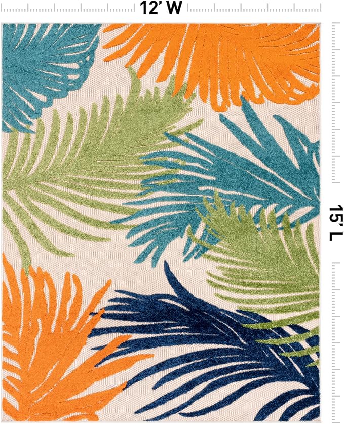 Rugshop Multi Lucca Contemporary Floral Indoor/Outdoor Area Rug Durable Polypropylene, Weather Resistant, Perfect for Patio, Backyard, Deck and Outdoor Lounge, High Traffic Areas 12' x 15'