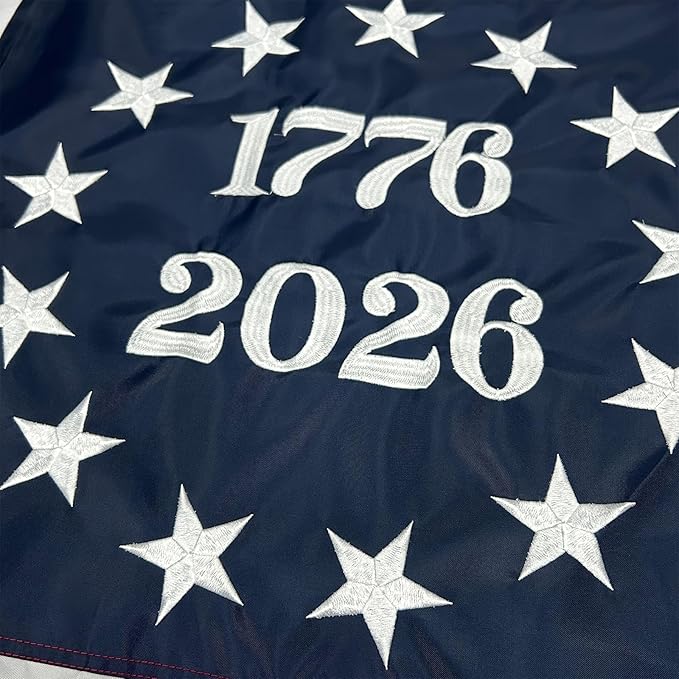 AMZFLAG 2026 250 Anniversary USA Flag 5X8 ft, Embroidered 1776 2026 American Betsy Ross Flags for 250th Anniversary Outside, Bennington 13 Colonies US 250 American Flag with 3 Brass Grommets