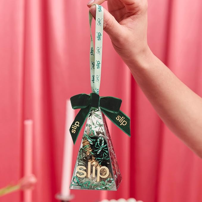 slip Skinny Scrunchies in Sweetie Pie Ornament Packaging: Anti-Crease, Anti-Breakage Slipsilk™ Design Protects Delicate Hair | Includes 4 Pure Silk Scrunchies