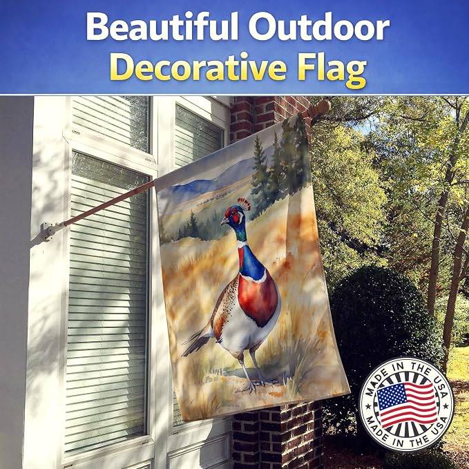 Caroline's Treasures South Dakota Ringnecked Pheasant House Flag Large Porch Sleeve Pole Decorative Outside Yard Banner Artwork Wall Hanging, Polyester, House Size, Multicolor