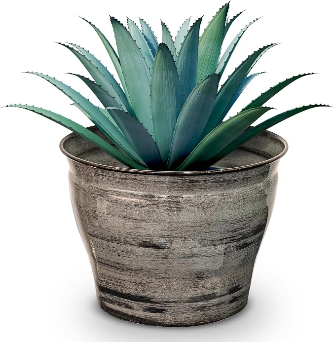 Headwind Glazed Ironstone Vanhorne Collection – 10" Luna Brown Decorative Plant Pot – Lightweight & Triple Coated w/Drainage Flower Pots for Indoor Plants & Outdoor Planter Use by Robert Allen