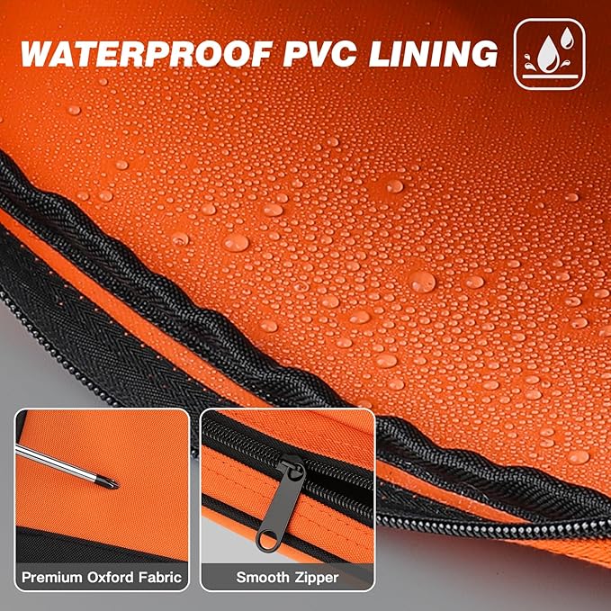 UUP 10 Inch Small Tool Bag, Zipper Tool Pouch Two Compartments Heavy Duty, Utility ToolBag with Carrying Handle, Tools Storage Organizer for Electrician Mechanic, Gift for Men Dad,Orange