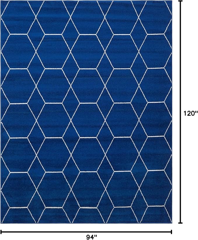 Unique Loom Trellis Frieze Collection Area Rug - Geometric (8' x 10', Navy Blue/ Ivory)