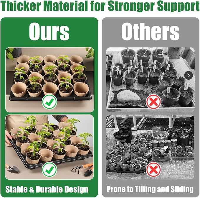 RooTrimmer 20 Cell Plant Trays for Carrying 3 inch Round Nursery Pots, Sturdy Plastic Trays Suitable for Holding 200 pcs Peat Pots (10 Packs - Trays Only, Pots Not Included)