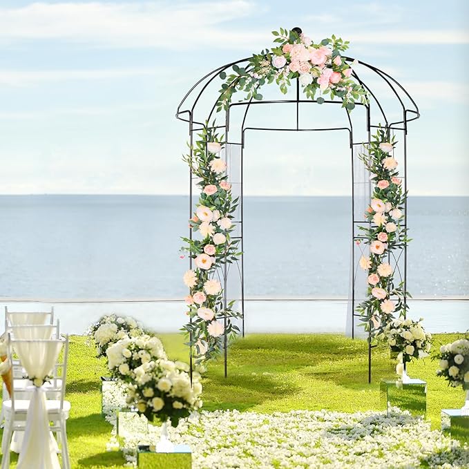French Style Birdcage Shape Heavy Duty Gazebo, Pergola Pavilion Arch Arbor Arbour Plants Stand Rack for Wedding Outdoor Garden Lawn Backyard Patio, Climbing Vines, Roses