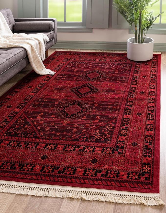 Unique Loom Tekke Collection Area Rug - Sheibani (2' 2" x 3' 1" Rectangle, Red/ Black)