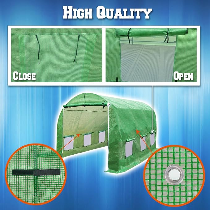 Greenhouse Replacement Covering for Outdoor Larger Hot Garden House , Support Arch Frame Climbing Plants/Flowers/Vegetables (12'X7'X7', Cover)