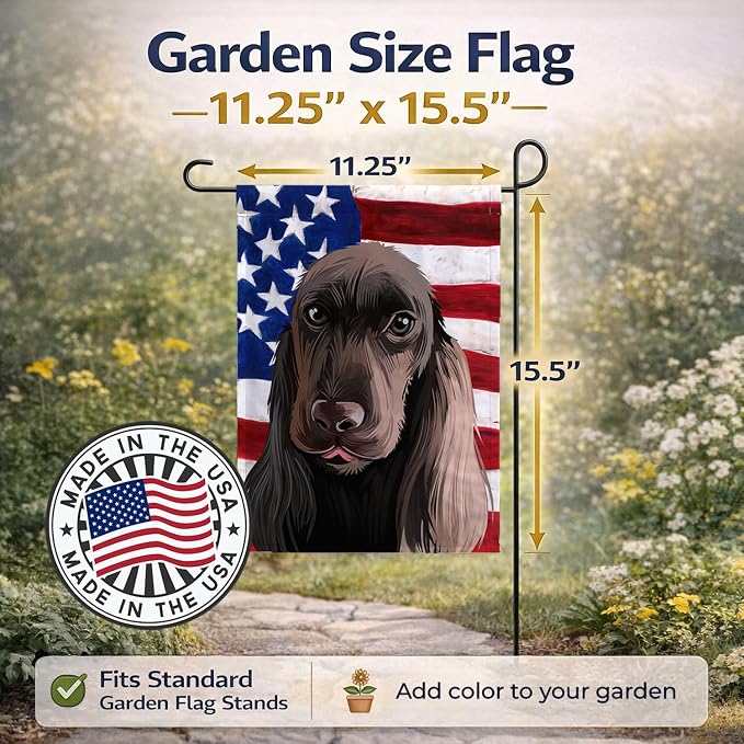 Caroline's Treasures CK6521GF Field Spaniel Dog American Flag Garden Flag Mailbox Flag Decorative Yard Flag Banner Outside Patio Artwork Yard Flower Beds, Garden Size, Multicolor