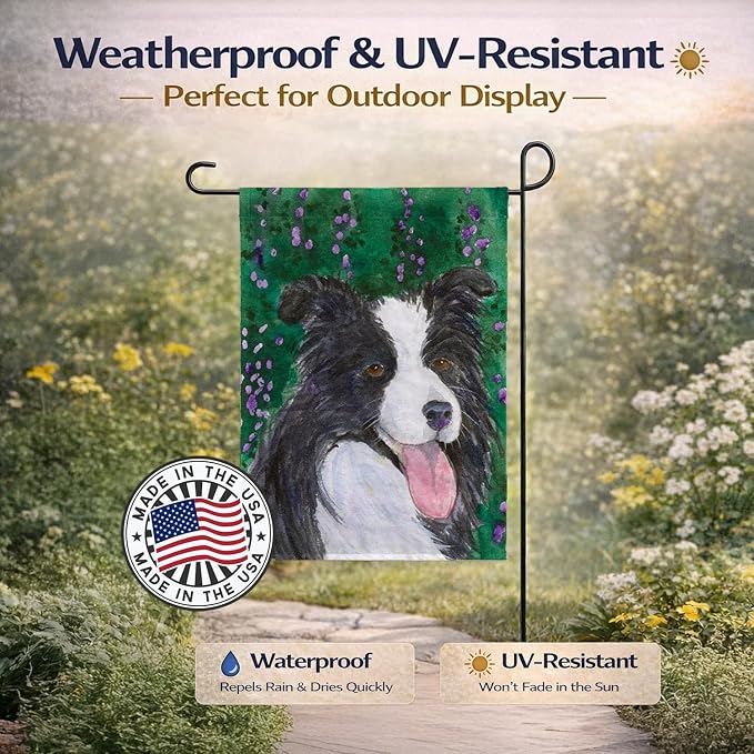 Caroline's Treasures SS1053GF Border Collie Garden Flag Mailbox Flag Decorative Yard Flag Banner Outside Patio Artwork Yard Flower Beds, Garden Size, Multicolor