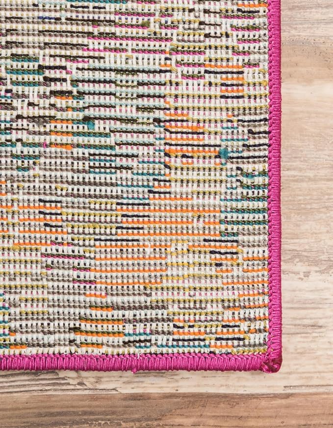Unique Loom Jardin Collection Colorful, Vibrant, Abstract, Modern Area Rug (4' 0 x 4' 0 Square, Multi/Blue)