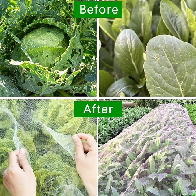 2 Pack Garden Netting 10x39.4Ft Ultra Fine Mesh Insect Netting for Garden Protection,Reusable Barrier Protection Mesh Plants Cover for Protect Vegetables Plants Fruits Flowers Crops from Animals