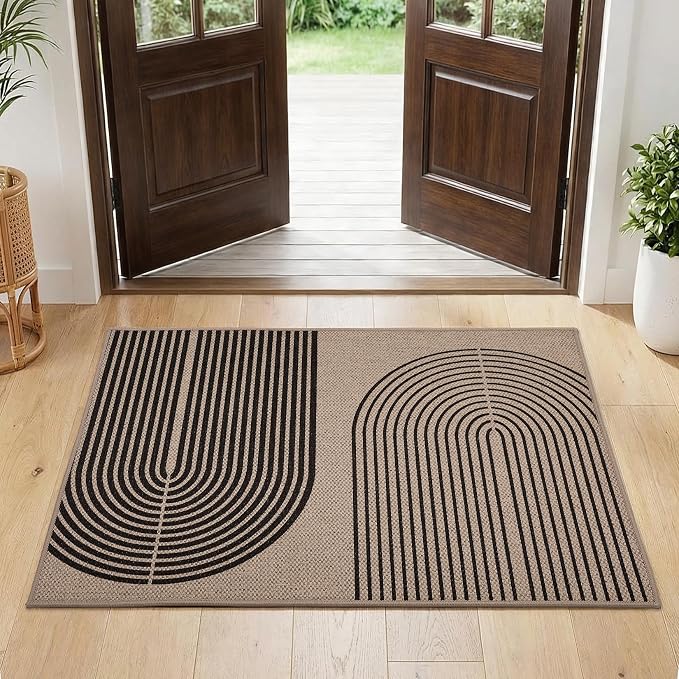 GarveeHome Modern Rainbow Easy Jute Rug, 2x3 Easy Jute Entryway Rug - Non-Slip Indoor Outdoor Doormat, Washable & Non-Shedding for Front Door, Kitchen, Farmhouse Porch