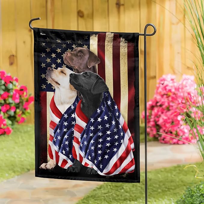 FLAGWIX 4th of July Decorations American Dog Garden Flag - Garden American Flags for Outside 11.5" x 17.5" - Dog Gifts for Men Women, Labrador Retriever Gifts for Outside Decorations for Yard