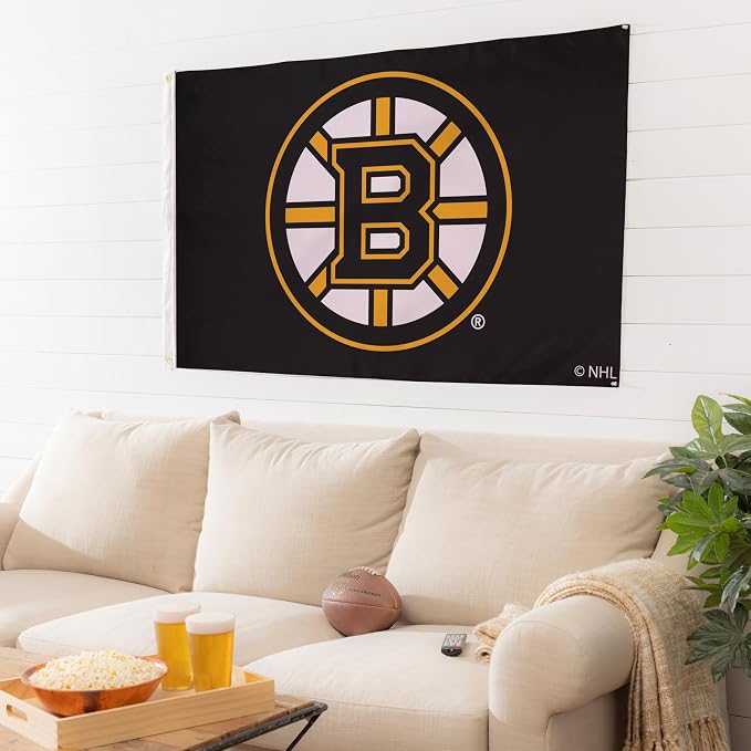 Team Sports America NHL Boston Bruins 3' x 5' Outdoor Durable Flag with Grommets, Heavy Duty Flag & Banner for Outdoor Garden Patio, Indoor Wall Decor Flag for Room, Works with Flag Poles for House