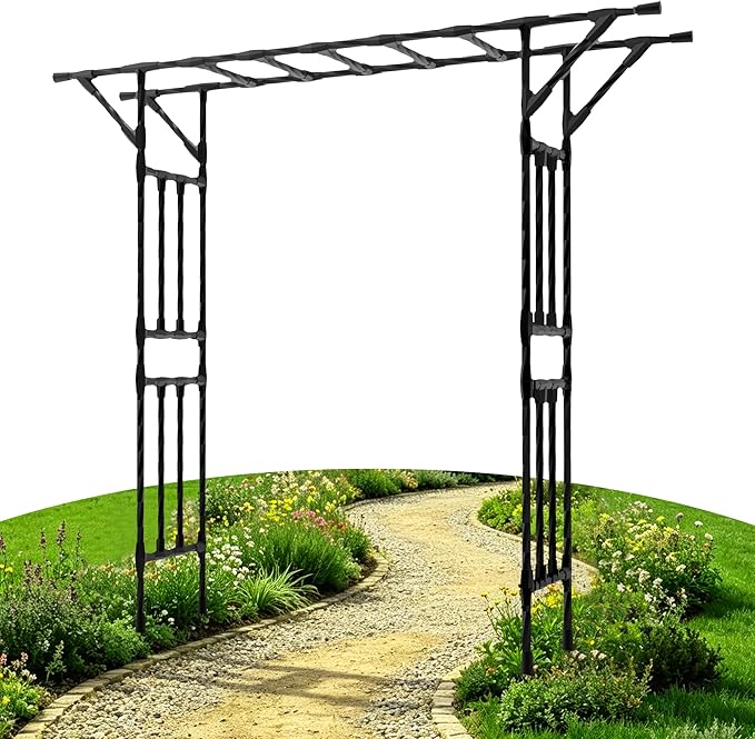 Garden Arch Trellis - 78.7" L×85.4" H Flat Top Garden Arch, Sturdy and Rustproof Garden Arch Trellis for Climbing Plants Outdoor, Arbor Trellis for Backyard, Patio, Lawn, Wedding(20MM Pipe)