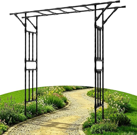 Garden Arch Trellis - 78.7" L×85.4" H Flat Top Garden Arch, Sturdy and Rustproof Garden Arch Trellis for Climbing Plants Outdoor, Arbor Trellis for Backyard, Patio, Lawn, Wedding(20MM Pipe)