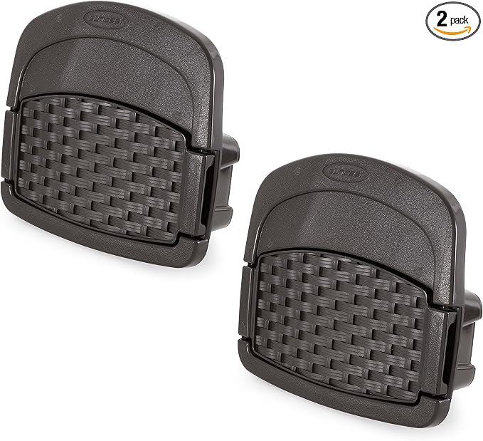 Suncast 2 Pack Hangout 150 Foot Resin Wicker Mounted Garden Storage Hose Rack, Brown