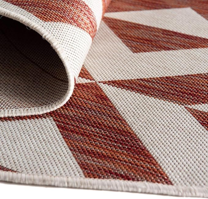Unique Loom Jill Zarin Outdoor Collection Area Rug - Napa (7' 10' x 10' Oval, Rust Red/ Ivory)