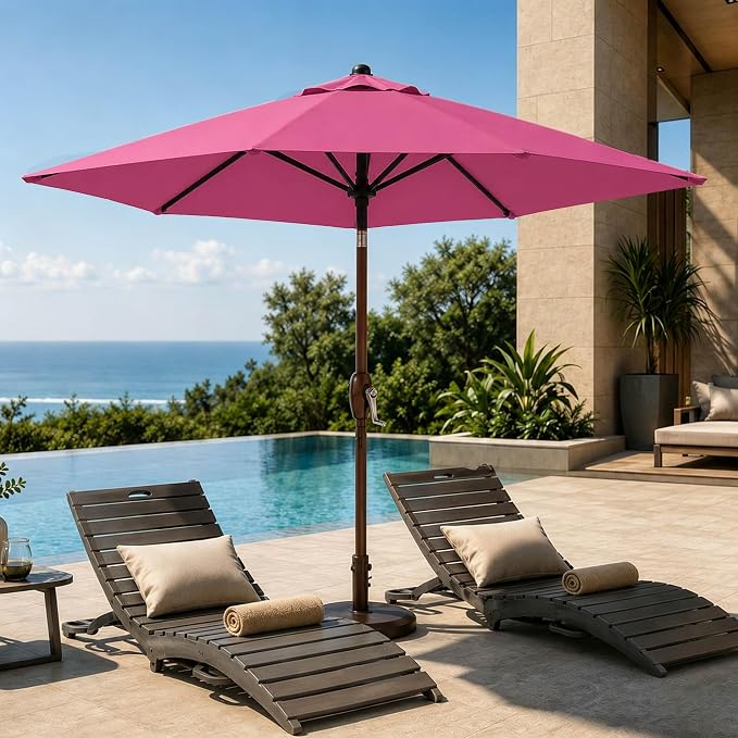 7.5ft Patio Umbrella, Outdoor Table Market Umbrella with Smooth Crank Lift, 6 Windproof Fiberglass Ribs, UPF50+ UV Protection for Deck, Pool, Garden and Backyard
