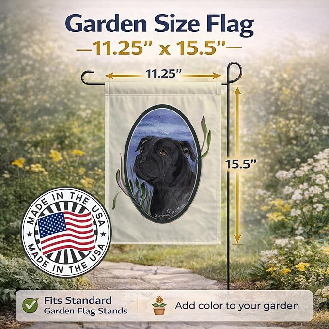 Caroline's Treasures SS8017GF Staffie Garden Flag Mailbox Flag Decorative Yard Flag Banner Outside Patio Artwork Yard Flower Beds, Garden Size, Multicolor