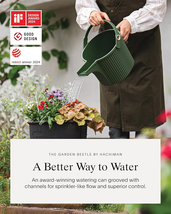 Hachiman Watering Can Set of 2 - Includes Small and Large Plant Watering Can with Widened Spout for Indoor and Outdoor Plants - Hands-Free Filling - Black