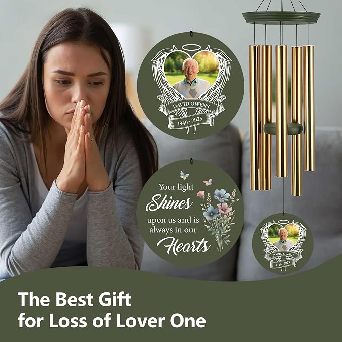 ASTARIN Personalized Wind Chimes in Memory of a Loved One, Bereavement Gifts for Loss of Father, Memorial Gifts Sympathy Deep Tone Wind Chimes for Outdoor, 30/36 inch Garden Decor(Produced in Texas)