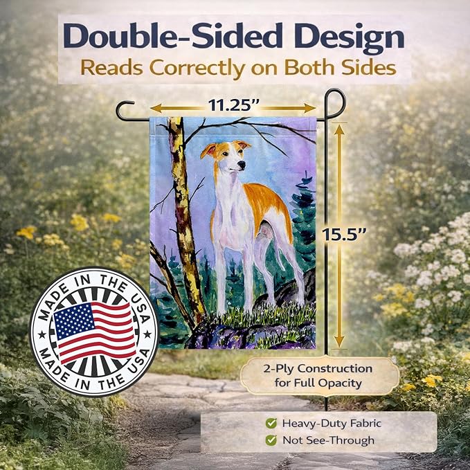 Caroline's Treasures SS8662GF Whippet Garden Flag Mailbox Flag Decorative Yard Flag Banner Outside Patio Artwork Yard Flower Beds, Garden Size, Multicolor