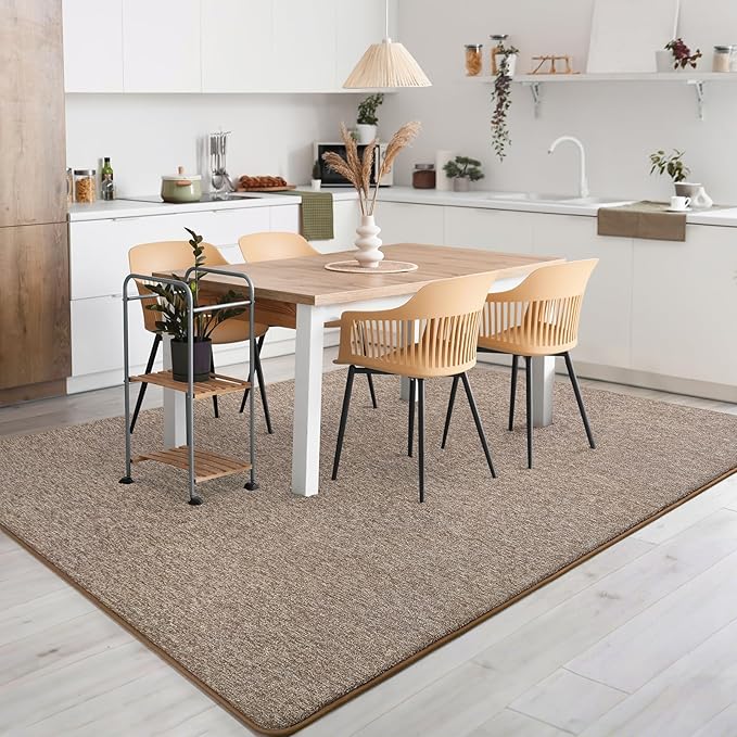 AROGAN 5x7 Area Rugs for Living Room Non Slip Dorm Bedroom Rug, Matte Brown | Modern Area Rugs with Soft Memory Foam, Minimalist Washable Indoor Floor Carpet for Dining Room Office Kids Playroom Decor