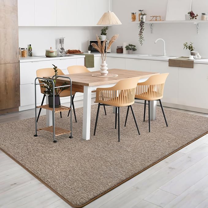 AROGAN 3x8 Runner Rug for Hallway, Long Runner Rugs Non Slip, Matte Brown | Soft Washable Memory Foam Carpet for Bedroom, Non Slip Backing Runners Rug for Hallways, Kitchen, Bathroom, Entryway Home