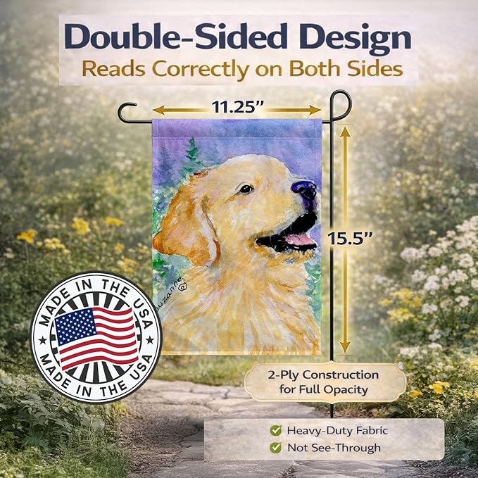 Caroline's Treasures SS8904GF Golden Retriever Garden Flag Mailbox Flag Decorative Yard Flag Banner Outside Patio Artwork Yard Flower Beds, Garden Size, Multicolor