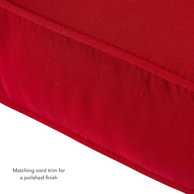 Sunbrella Deep Seat Cushion Set – Seat & Back Cushions for Patio Chairs, Sofas & Loveseats – Fade Resistant Outdoor Fabric, Ties, Zippered Cover, Cord Trim, Canvas Jockey Red