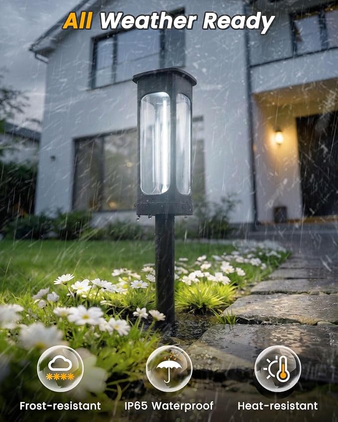 VOLISUN Solar Pathway Lights,6 Pack LED Solar Lights Outdoor Waterproof, Landscape Lighting,Cool White Color Solar Path Lights,Landscape Lights,Solar Garden Lights for Yard Lawn Driveway Walkway