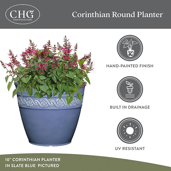 Classic Home and Garden by Growscape Corinthian Planter Pot (8” Ivory Ash)