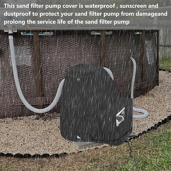 Sand Filter Pump Cover,600D Waterproof Oxford Fabric Above Ground Pool Pump Cover,Suitable for Most 17-20 Inch Sand Filter Pump on Market (Universal Style)